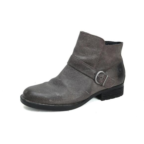 Born Maris Boots Bootie Buckle Harness Leather Distressed Ankle Boots Gray 8.5 m - Picture 1 of 15